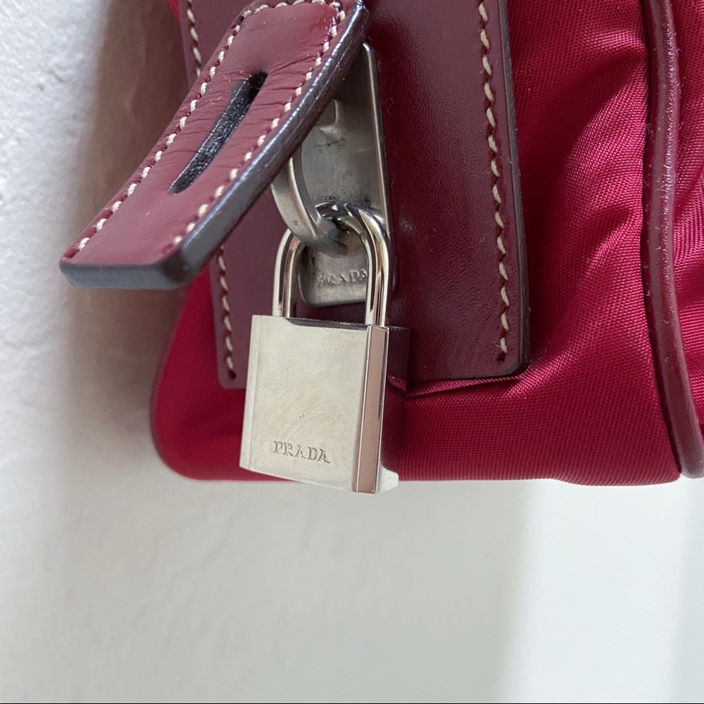 Prada Vintage Red Tessuto Tuc Handbag - Picture 4 of 13